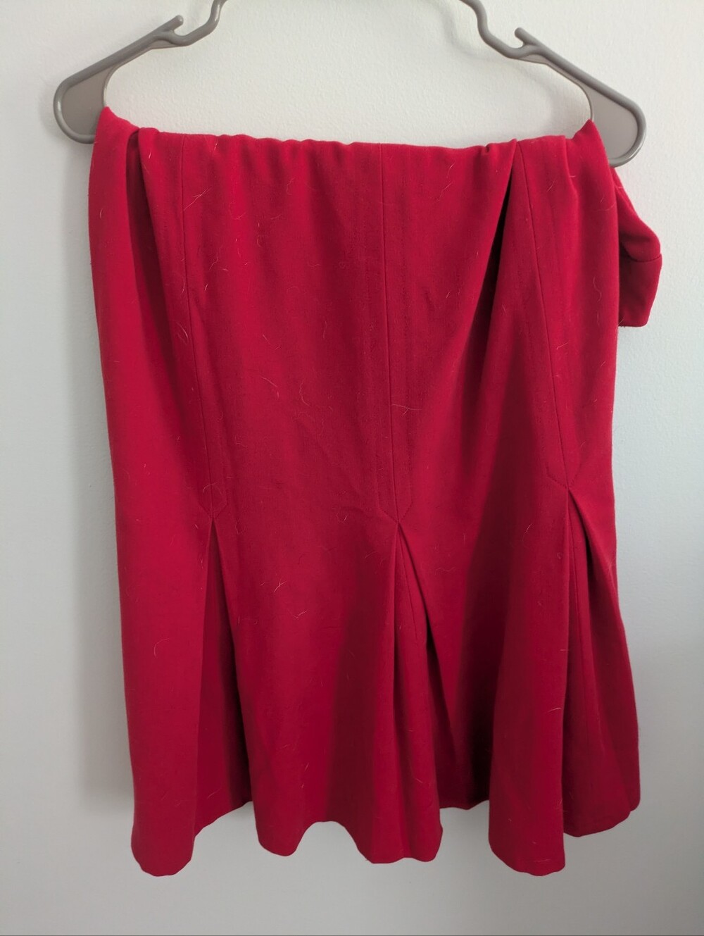 Retro Red Flared Skirt Classic A-Line With Pleats And Drop Waist - Picture 9 of 9